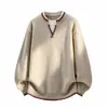 Suéter de Punto para Hombre Otoño e Invierno Casual Cuello Redondo Falso Dos Piezas Tallas Grandes Moda Suéter de Bloques de Color Top Camisa Base