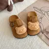 Pantuflas infantiles de dibujos animados lindas estilo Birkenstock, pantuflas unisex para bebé de punta cerrada, suela suave, antideslizantes, versátiles para usar al aire libre, pantuflas para niños