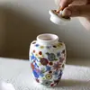 Bote de Té Cerámico Eimeng Flor de Ino Kiyomatsu, Tarro Sellado de Alto Valor, Tarro de Almacenamiento a Prueba de Humedad, Miniatura Azul y Blanco