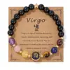 Pulsera Transfronteriza Caliente de Doce Constelaciones Unisex Ágata Piedra Natural con Tarjeta