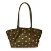 Bolso Tote de Lunares para Mujer 2026 Nuevo Pequeño de Nicho con Sensación de Alta Gama Lona Retro Bolso de Hombro Gran Capacidad Bolso de Mano para Viajar