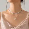 Collar de media luna redondo de doble capa, estilo europeo y americano, con colgante de luna, elegante y sencillo, en un solo paquete.