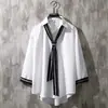 Camisa de Hada Popular Roja para Hombre Moda Perezosa Verano Duffy Guapo Estilo Hong Kong Camisa para Hombre Manga de Siete Puntos Moda Coreana Guapo