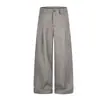Calça de Terno Ampla Estilo Americano Urso Mágico Estilo Old Money Cor Sólida Simples Calça Casual Solta de Alta Qualidade