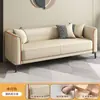 Sofá de cuero pequeño para apartamento, sala de estar y dormitorio, diseño simple y moderno, adecuado para propiedades de alquiler, de tres plazas, sofá doble, madera estilo italiano