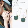Aretes coreanos de moda con gota de aceite, círculo verde, aretes pequeños y frescos, aretes de personalidad, aretes cortos, aretes vintage al por mayor