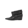 Botines cómodos de cuero suave, con plataforma para aumentar la altura, punta fina, borde enrollado en el tobillo para mujer, estilo nuevo, versátiles, elegantes, con tacón de cuña, ajuste ceñido y elásticos