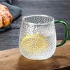 Copo de Suco de Vidro Borossilicato com Padrão de Martelo Cabo Colorido Vidro Transparente Copo de Barriga Grande Copo Doméstico para Leite Café da Manhã Copo para Beber