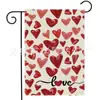 Bandera de Jardín Roja de Corazón y Rosa para el Día de San Valentín Transfronteriza Decoración Exterior de Lino Doble Cara