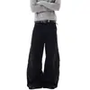 Pantalones cargo azules de trabajo retro americano para hombres y mujeres, pantalones anchos casuales versátiles nuevos, de pierna ancha, vintage