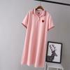 Algodão Verão Novo Camisa Polo de Manga Curta Vestido com Lapela Feminino Estilo Universitário Emagrecimento Camiseta Esportiva Saia