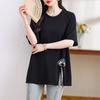Foto Real de una Camiseta de Verano para Mujer con Mangas con Abertura de Botones, Nuevo Estilo Chino Holgado, Nuevo Modelo 2026, Moda para Mujer Tallas Grandes