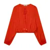 Para Comercio Exterior Europeo y Americano Transfronterizo Ropa de Mujer Aliexpress Más Vendida Verano Simple Versátil Tres Colores Satén Cordón Blusa
