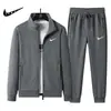 Novo Conjunto Esportivo Casual de Outono Masculino Cardigan Gola Alta Moletom Calça de Manga Longa Conjunto de Duas Peças Tendência para Pais