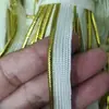 Fornecimento de fábrica preto e branco inferior borda dourada e prateada corda de rolo borda de seda cinto de mãe tira de rolo de borda de roupa cor pode ser definida