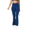 Moda Feminina Europeia e Americana Transfronteiriça Amazon 2026 Calça de Yoga Tendência Cor Sólida Cintura Alta com Bolsos para Mulheres