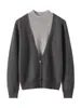 Moda Otoño e Invierno Versátil para el Trabajo Suave y Cómodo Adelgazante para Mujer Elegante Nuevo Cárdigan de Cachemira Cuello Semi-Alto Falso Dos Piezas