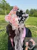 Gorra de Licenciatura Decorada con Flores Kit de Materiales Hecho a Mano DIY Decoración de Tocados de Graduación de Maestría Producto Terminado Infantil Estilo Chino