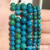 Pedra do Tigre Natural Azul Turquesa Contas Soltas Pulseira Colar Turquesa Material Tecido Joias com Contas DIY