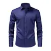Camisas Masculinas Transfronteiriças Cor Sólida Elásticas Antirrugas para Uso Profissional de Negócios Camisas Masculinas Estilo Europeu com Elasticidade nas Quatro Direções Mangas Longas Masculinas