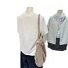 Camiseta de manga corta con cuello redondo, estilo ins, blanca, única, de algodón puro, top casual, versátil y moderno para primavera y verano para mujer