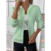 2025 Sitio Independiente deseo Amazon Otoño Invierno Color Sólido Manga Larga Tejido Cremallera con Capucha Sudadera Chaqueta Abrigo Mujer