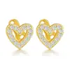 Pendientes de Hueso de Oreja con Corazón Incrustado de Circonita de Nuevo Estilo Transfronterizos Europeos y Americanos Moda Exquisito Diseño de Nicho Lujo Ligero Pendientes de Gama Alta