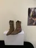 [] Botines de Tacón Grueso con Punta Francesa Estilo Vaquero Occidental para Mujer Botas 2026 Nuevo Estilo Otoño/Invierno