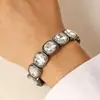 Collar y Pulsera de Acrílico Irregular con Colgante de Diamante Negro de Lujo Ligero Transfronterizo Europeo y Americano para Mujer Otoño e Invierno