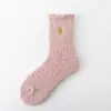 Calcetines de invierno y otoño para mujer, forro polar de coral, bordado de corazón, tubulares acolchados cálidos, calcetines para dormir, calcetines de piso luna, venta al por mayor Zhuji