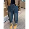 Jeans Vintage Plus Size para Mulheres, Novo Estilo Primavera 2026, Cintura Alta, Emagrecedor, Caimento Solto, Calça Harem Cropped para Corpo em Formato de Pera