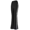 Calça Casual Flare de Cintura Alta com Listras Laterais Pretas Estilo Americano para Mulheres, Nova, de Cruzamento de Fronteiras, com Efeito Levanta Bumbum