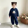 Nuevo Conjunto Dulce para Niños Estilo Coreano Niñas Celebridad de Internet Elegante Casual Deportivo Sudadera con Capucha Pantalones Deportivos Moda Conjunto de Dos Piezas