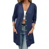 Cardigan Feminino de Cor Sólida, Manga Longa, Solto, com Bolso de Botão, para Comércio Transfronteiriço Europeu e Americano da Amazon, Coleção Outono/Inverno 2026