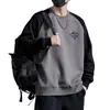 Sudadera Estampada Otoño e Invierno para Hombre 2025 Primavera y Otoño Nuevo Estilo Coreano Cuello Redondo Holgada Tendencia Estilo Hong Kong Sin Capucha