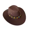 Sombrero vaquero estilo étnico para mujer, adecuado para viajar en Xizang, Xinjiang y el oeste de Sichuan, sombrero para exteriores para senderismo con ala ancha para protección solar