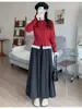 Calça Wide Leg Versátil de Cintura Alta, Solta, Estilo Preguiçoso, para Mulheres Petite, com Design de Botão de Flor de Arroz Glutinoso - Outono 2025