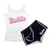 D9363 Amazon Caliente Europeo y Americano Mujeres Sexy Estampado de Patrón Conjunto de Shorts de Tirantes Conjunto de Pantalones de Yoga