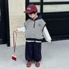 Conjunto de Roupa de Outono para Meninos 2025 Novo Estilo Bebê Menino Outono Infantil Casual Esportivo Colete e Moletom Conjunto de Três Peças