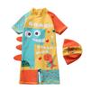Traje de baño para niños, Traje de baño de una pieza con capucha de dibujos animados para niño, Traje de baño de manga corta para protección solar en la playa para niños grandes, medianos y pequeños, Traje de baño para bebé niño