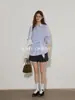 Lofi Eligió una Elegante Camisa de Rayas con Lazos para Mujer, Nueva para Primavera y Verano, con un Diseño Versátil y Elegante de Manga Larga