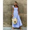 2026 Estilo Europeu e Americano Site Independente Amazon Verão Elegante Vestido Feminino Patchwork Xadrez Alça Elástica Flare