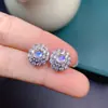 Novedad Pendientes de Piedra Lunar Natural con Microcristales Vítreos, Fuerte Luz Azul, Incrustación Finamente Elaborada en Plata 925, 4*5mm