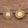 1 variedad de dijes de joyería de acero inoxidable multicolor y piedra natural, colgante de abanico redondo, accesorios para collar y pendientes DIY