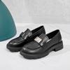 Mocasines de Suela Gruesa para Mujer 2025 Primavera y Otoño Nuevos Aumentadores Zapatos Pequeños de Cuero Estilo Británico Cierres Cuero Genuino Zapatos de Plataforma Negros