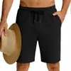 Direto da Fábrica Transfronteiriço Amazon Verão Tecido de Escada Shorts Masculinos Em Estoque Atacado Cor Sólida Cordão Calças de Cinco Pontos