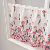 Cortina de Café Nueva Estilo Country Americano 2026 con Estampado de Tulipán y Mariposa, Cortina Corta Estilo Pastoral, Cortina de Puerta, Cortina de Café, Transfronterizo