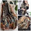 Bufanda elegante de seda Hangzhou con protección solar y letras para mujer, ideal para primavera y otoño, fina y larga, chal de satén de verano.