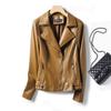 Jaqueta de Couro Curta de Pele de Ovelha Haining para Mulheres 2026 Nova Primavera e Outono Jaqueta de Couro Estilo Biker Haining Slim Fit Casaco Tamanho Plus