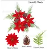 Amazon Flor artificial de Navidad, portavelas pequeño de aguja de pino y bayas rojas, decoración para fiestas en casa, flor de Pascua artificial
